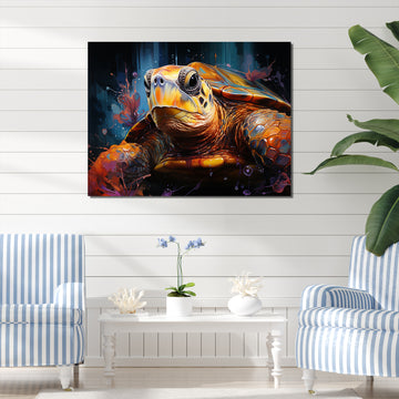 Pop Art Portrayal Of A Turtle - Turtle Bedroom Wall Art